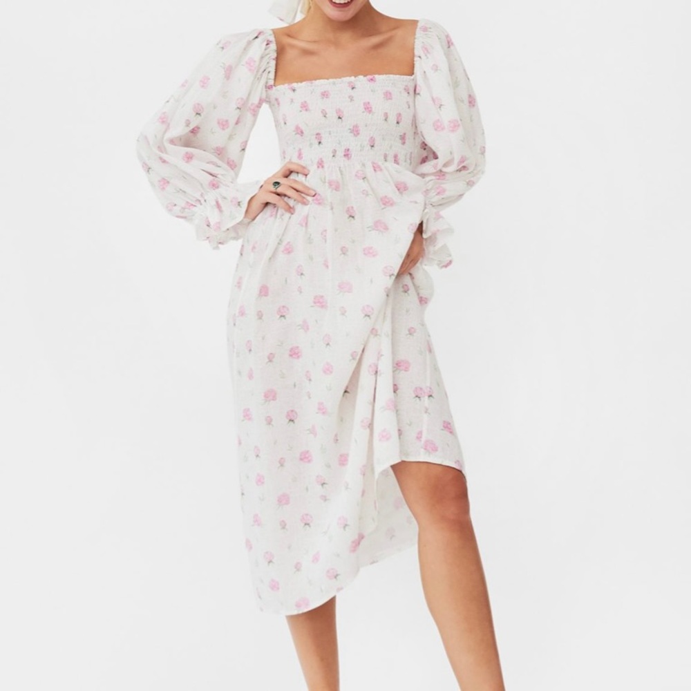 Sleeper Atlanta Linen Dress in Roses